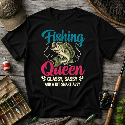Fishing Queen Bass Funny Fishing Graphic T-Shirt