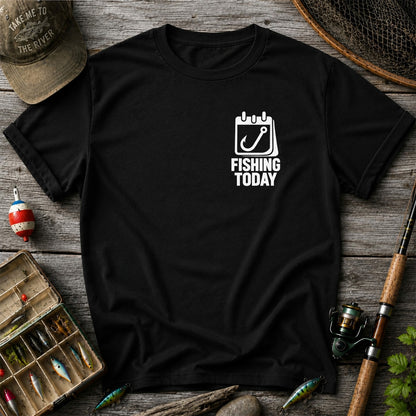 Fishing Today Calendar and Hook Minimalist Graphic T-Shirt