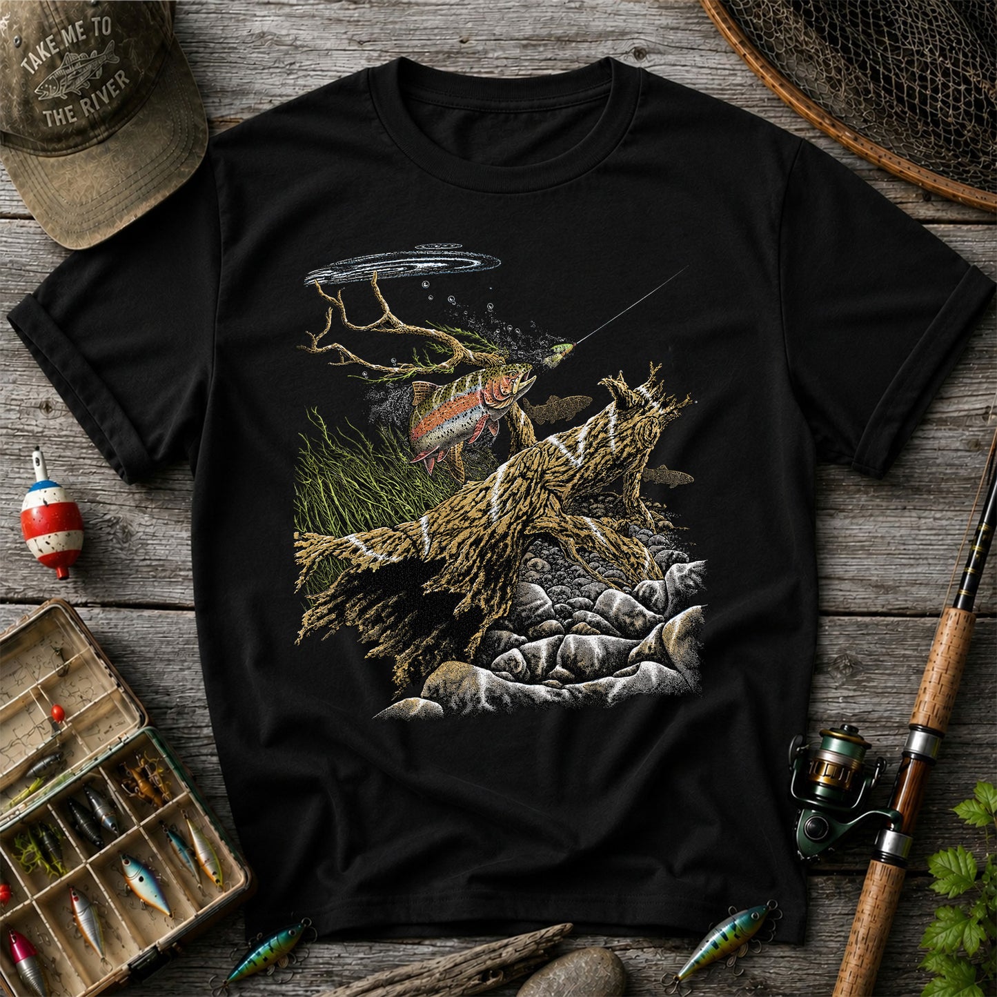 Trout Fishing T-Shirt  Fly Fishing River Tee