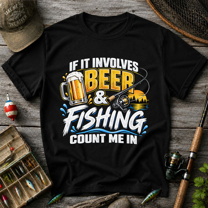 Beer and Fishing Funny Angler Graphic T-Shirt