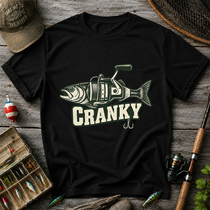 Cranky Fish and Spinning Reel Fishing Graphic T-Shirt