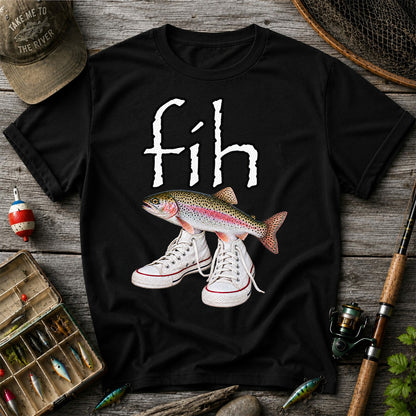 Fih Rainbow Trout Wearing Sneakers Funny Fishing Graphic T-Shirt