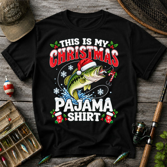 This Is My Christmas Pajama Shirt Bass Fishing T-Shirt