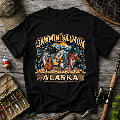 Jammin' Salmon Alaska Fish Band Graphic T-Shirt