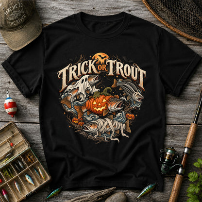 Trick or Trout Haunted Fish Halloween Fishing T-Shirt