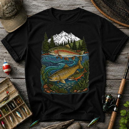 Trout Fishing T-Shirt  Mountain River Fishing Tee