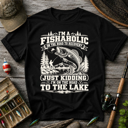 I'm a Fishaholic On the Road to Recovery Funny Trout Fishing T-Shirt