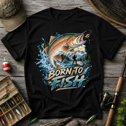 Born to Fish Rainbow Trout Fly Fishing Graphic T-Shirt