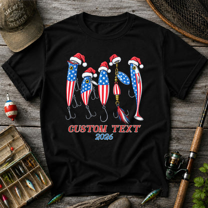 Personalized Patriotic Christmas Fishing Lures T-Shirt