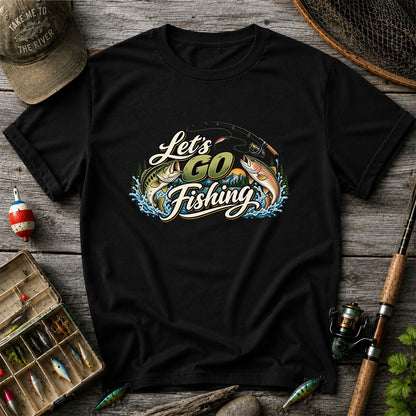 Let's Go Fishing Bass and Rainbow Trout Graphic T-Shirt