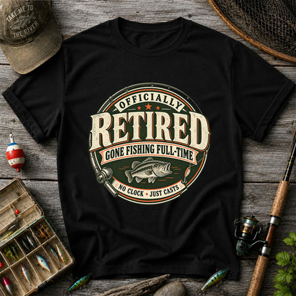 Officially Retired Gone Fishing Full-Time Bass Fishing T-Shirt