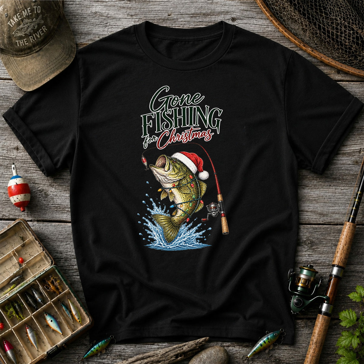 Gone Fishing for Christmas Bass Fishing Graphic T-Shirt