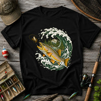 Brown Trout Chasing a Fly Through a Mountain Wave Graphic T-Shirt