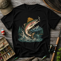 Rainbow Trout in Beanie Smoking and Jumping from Lake Graphic T-Shirt
