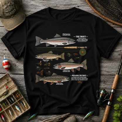 The Trout Species Chart Vintage Fly Fishing Graphic T-Shirt