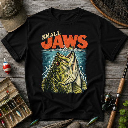 Small Jaws Bass Chasing a Fishing Lure Retro Graphic T-Shirt
