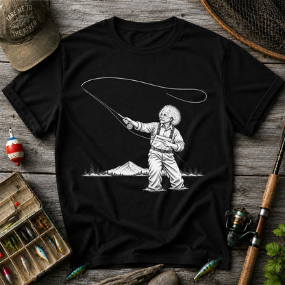Vintage Fly Fisherman Mountain Lake Fishing Graphic T-Shirt
