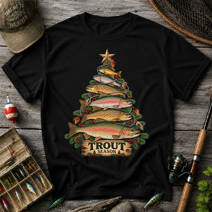 Trout Season Fish Christmas Tree Fishing T-Shirt