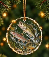 Fishing Glass Ornament, Fisherman Christmas Tree Keepsake