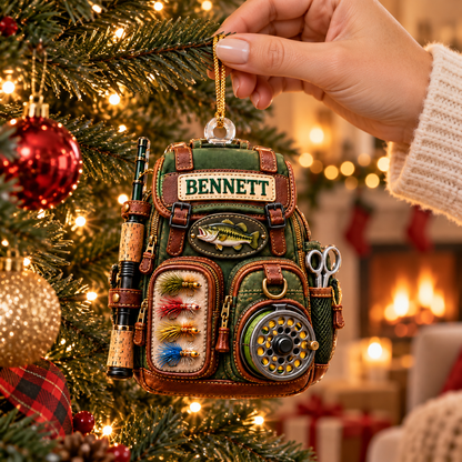 Personalized Fishing Tool Bag Ornament, Christmas Gift for Fisherman