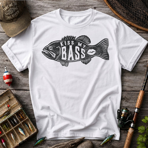 Kiss My Bass Funny Bass Fishing T Shirt for Men