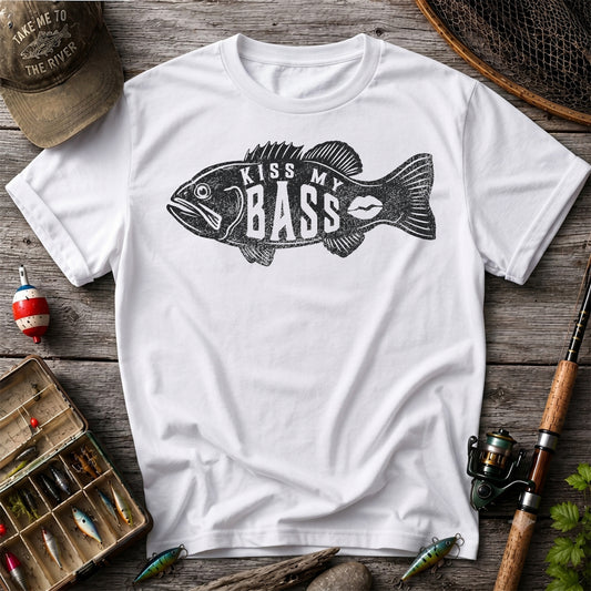 Kiss My Bass Funny Bass Fishing T Shirt for Men