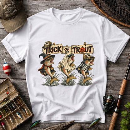 Trick or Trout Halloween Three Trout Fishing T-Shirt