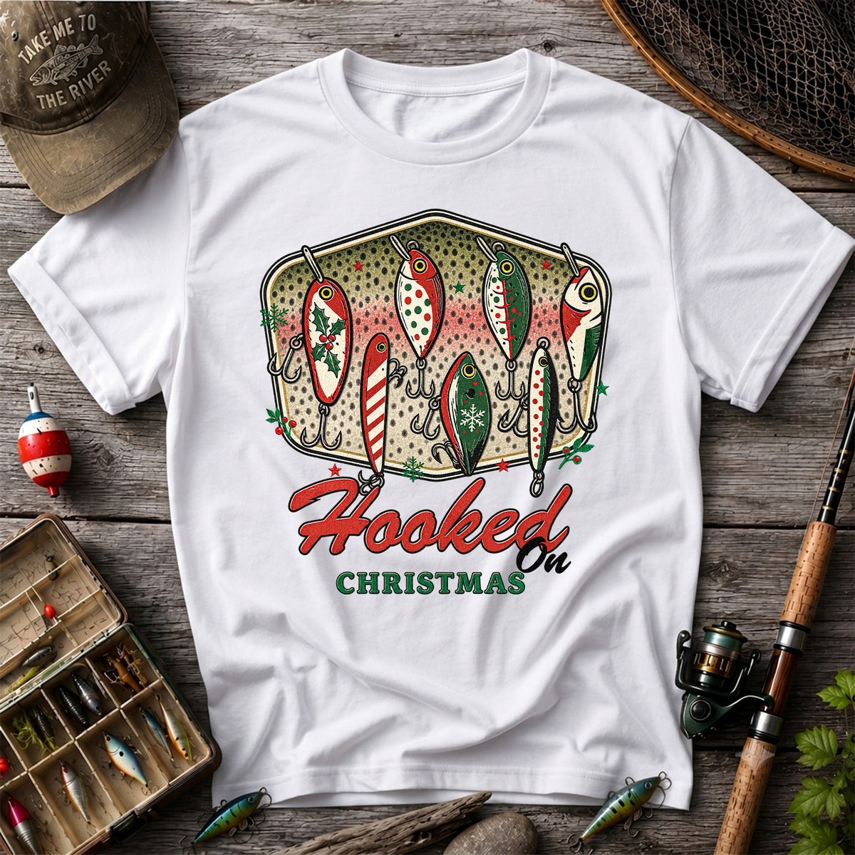 Christmas Fishing Lures Graphic T-Shirt