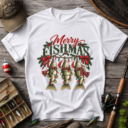 Merry Fishmas Christmas Trout Fishing Graphic T-Shirt