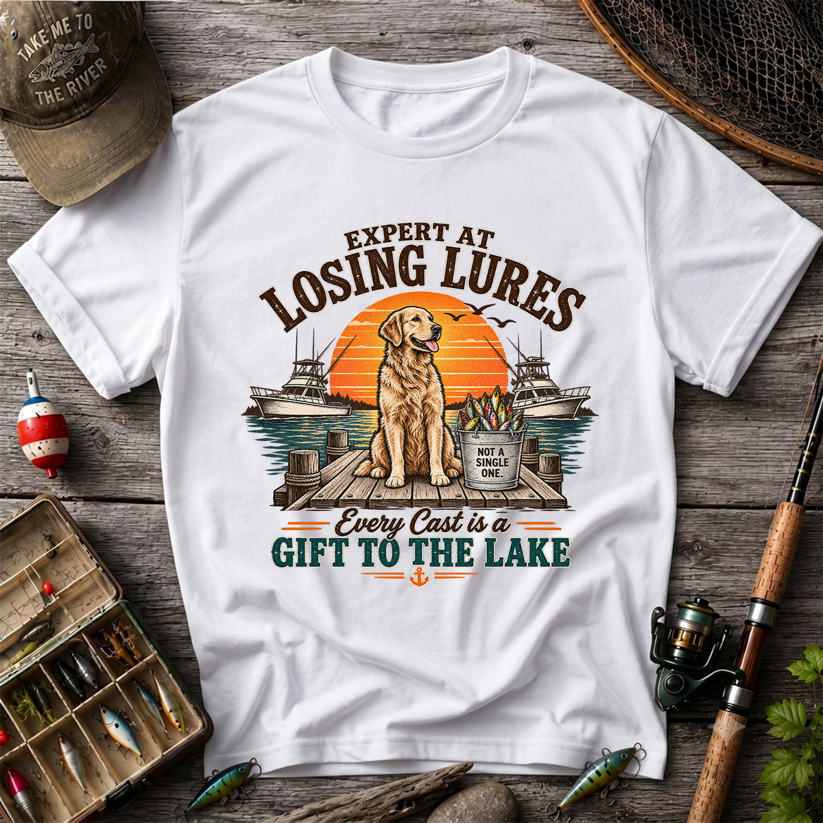 Expert at Losing Lures Golden Retriever Funny Fishing T-Shirt