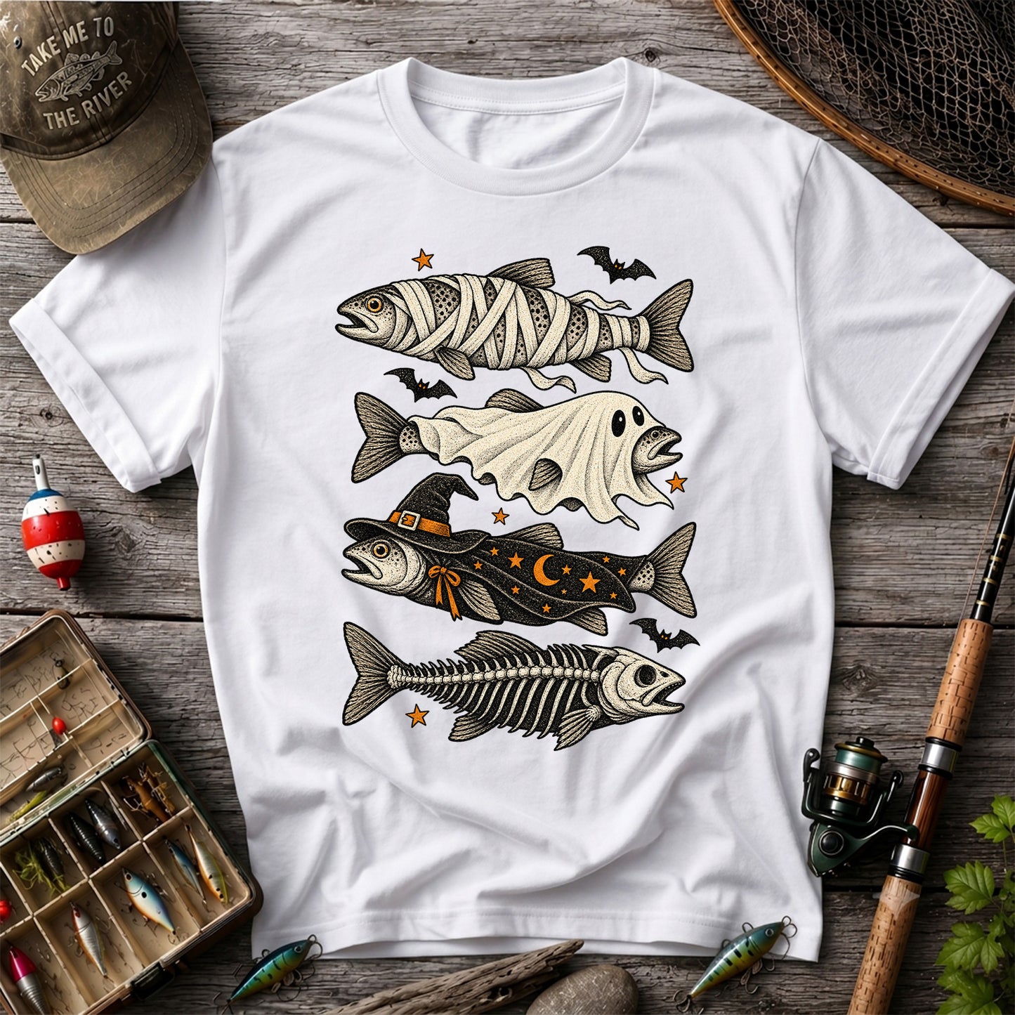 Halloween Costume Fish Spooky Fishing Graphic T-Shirt