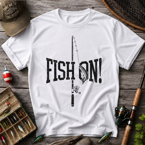 Fish On Trout and Fishing Rod Vintage Graphic T-Shirt