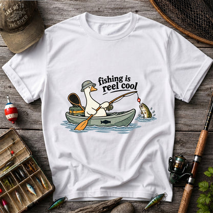 Fishing Is Reel Cool Duck in Canoe Funny Fishing T-Shirt