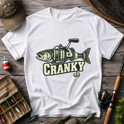 Cranky Fish and Spinning Reel Fishing Graphic T-Shirt