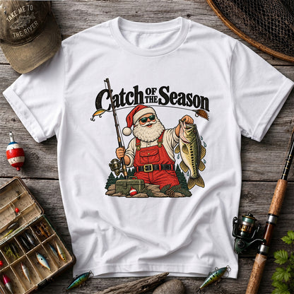 Catch of the Season Santa Bass Fishing Christmas T-Shirt