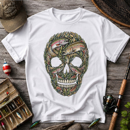 Rainbow and Brown Trout Skull Fishing Graphic T-Shirt
