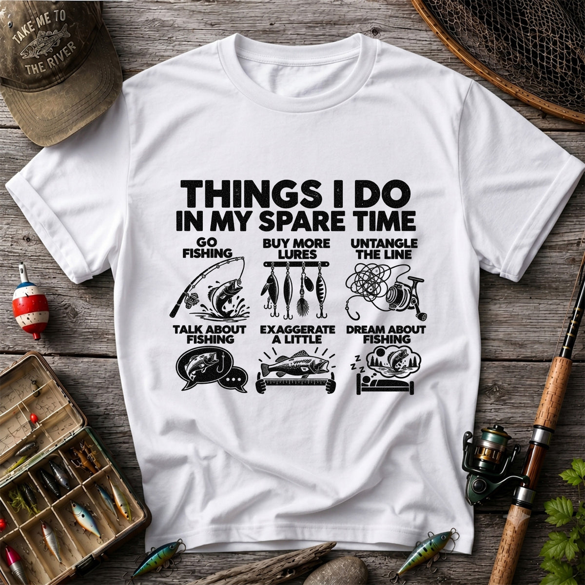 Things I Do in My Spare Time Funny Fishing Graphic T-Shirt