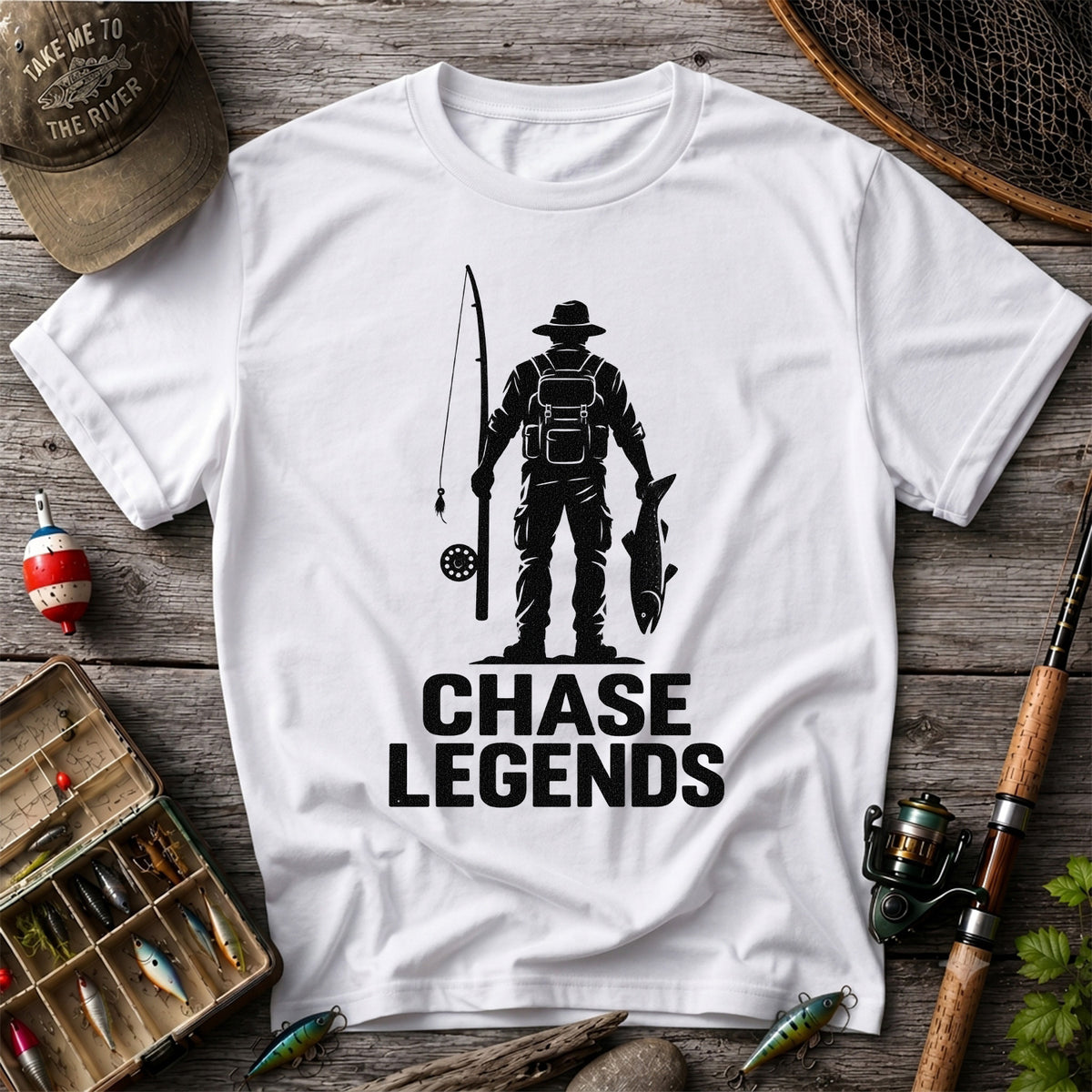 Chase Legends Fly Fishing Angler Silhouette Graphic T-Shirt