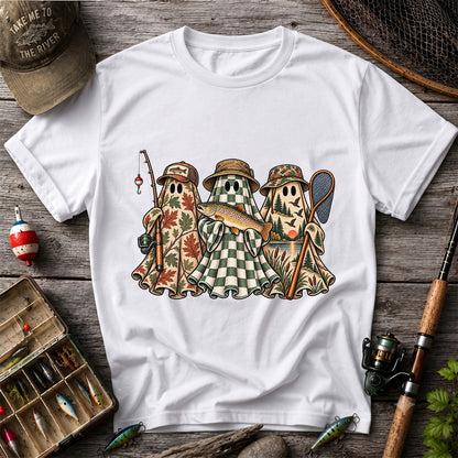 Autumn Ghost Trio with Brown Trout Halloween Fishing T-Shirt