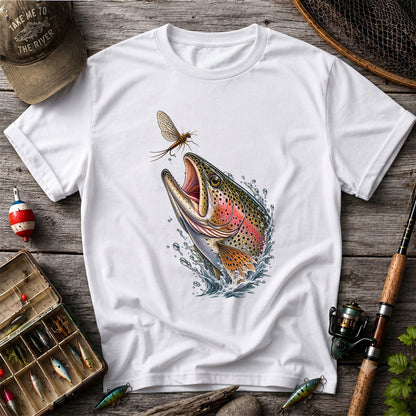 Rainbow Trout Chasing Mayfly Fishing Graphic T-Shirt