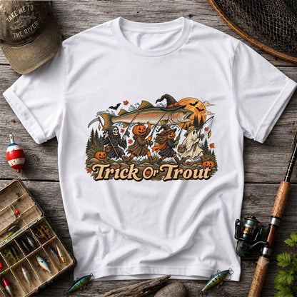 Trick or Trout Spooky Angler Parade Halloween Fishing T-Shirt