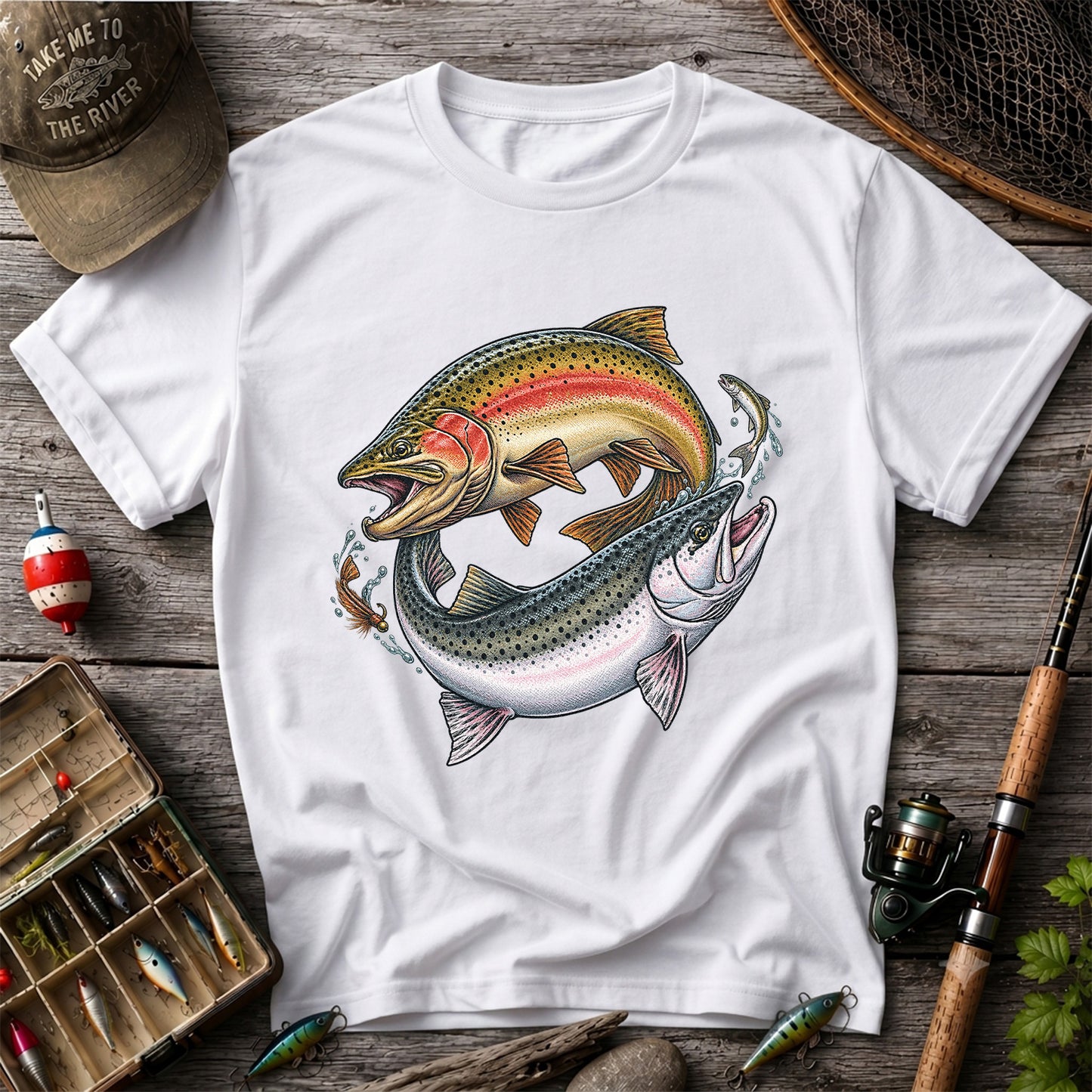 Rainbow Trout Pair Freshwater Fishing Graphic T-Shirt
