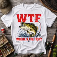 WTF Where's the Fish Largemouth Bass Funny Fishing T-Shirt
