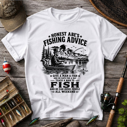 Honest Abe's Fishing Advice Funny Lincoln in a Boat T-Shirt