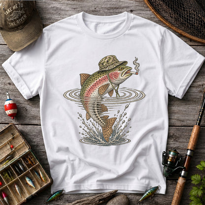Cigar Smoking Trout in Fishing Hat Graphic T-Shirt