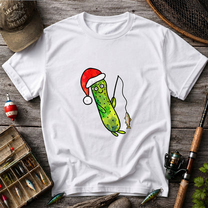 Santa Hat Cucumber Fishing for Trout Graphic T-Shirt