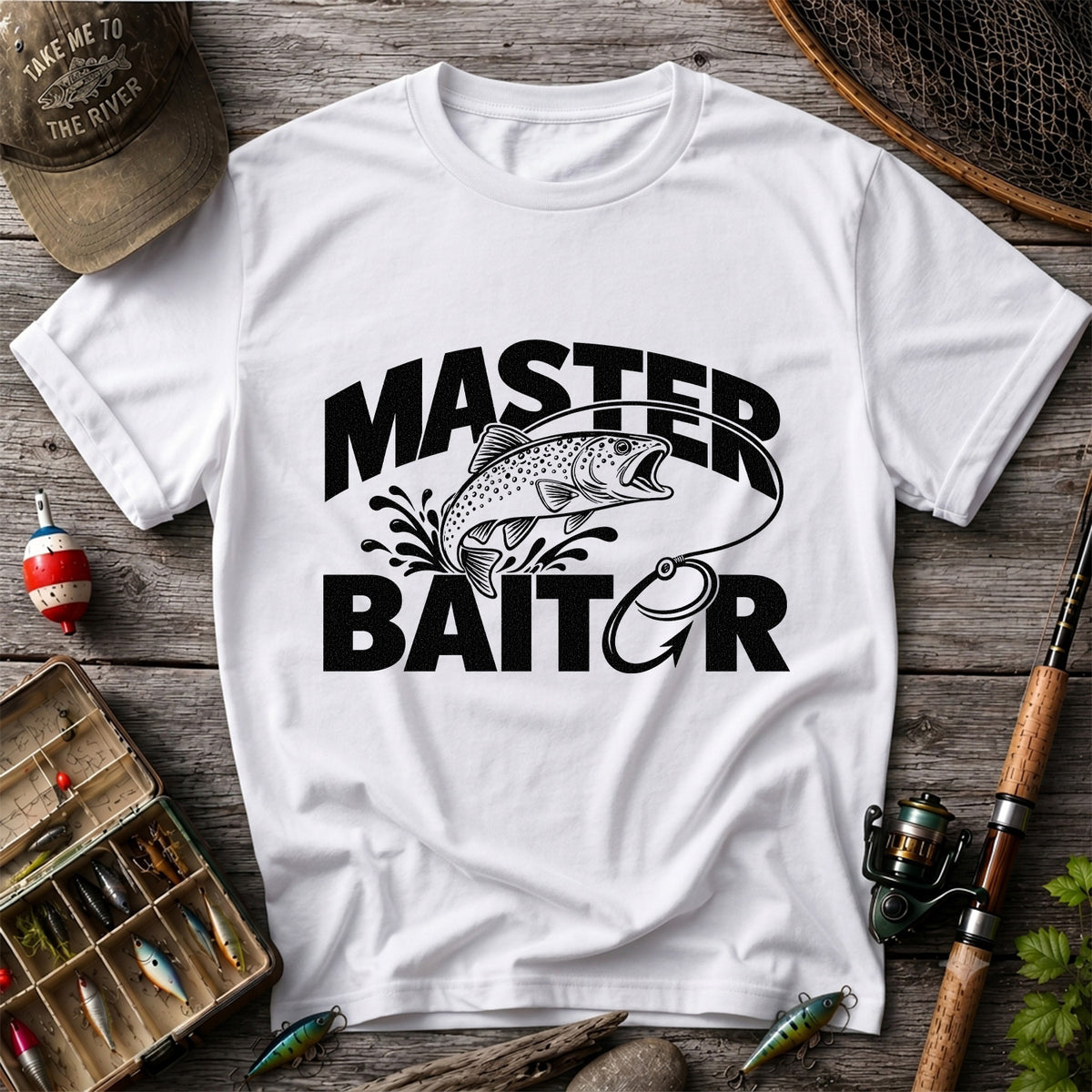Master Baiter Funny Trout and Fishing Hook T-Shirt