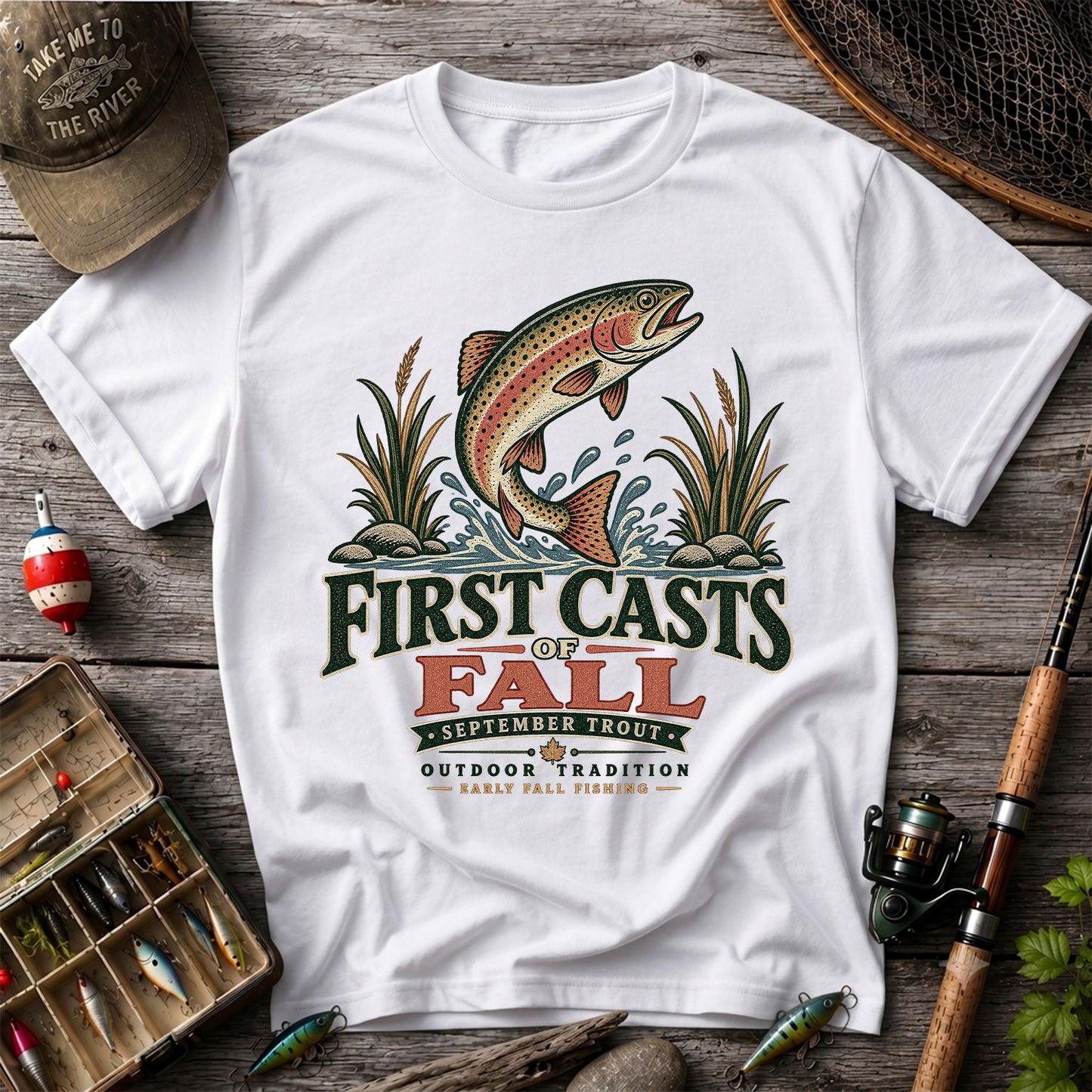 First Casts of Fall September Trout Fishing Graphic T-Shirt