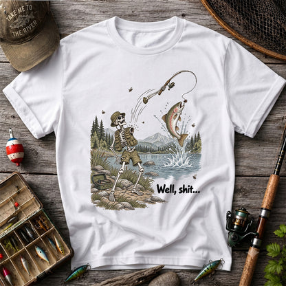 Funny Fishing Skeleton T-Shirt, Trout Fishing Tee