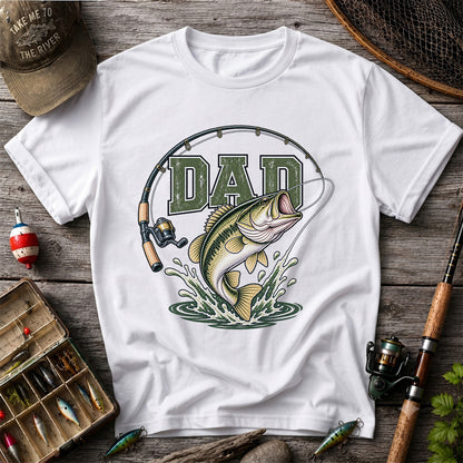 Dad Bass Fishing Rod and Reel Graphic T-Shirt